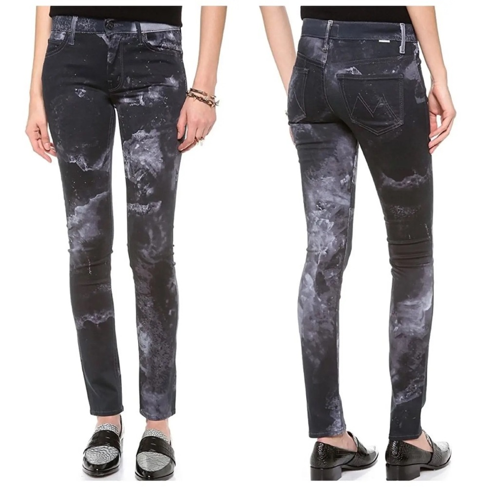 MOTHER x Freja Beha Erichsen The Muse Skinny Jean Black Gray Abstract Print Rare - Picture 10 of 10